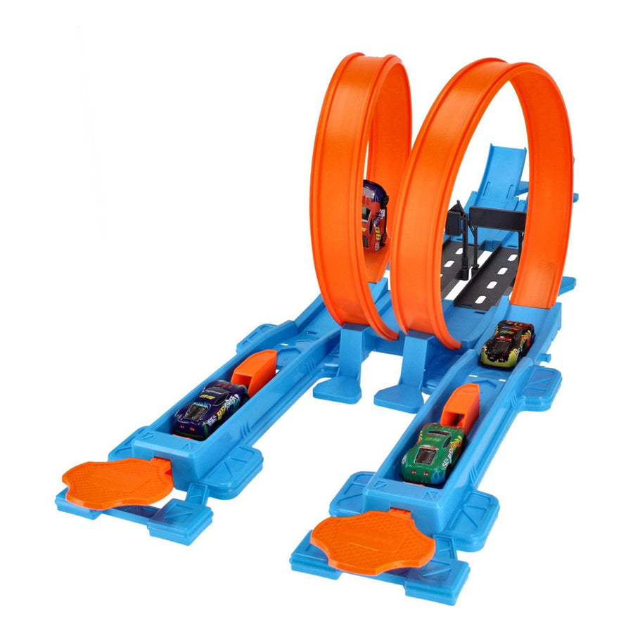 Ariko Dubbele Track Racebaan - 40 delig - Twee louping - Twee lounchers in 4 versnellingen - 3 in 1 - 4 auto's - met puntensysteem