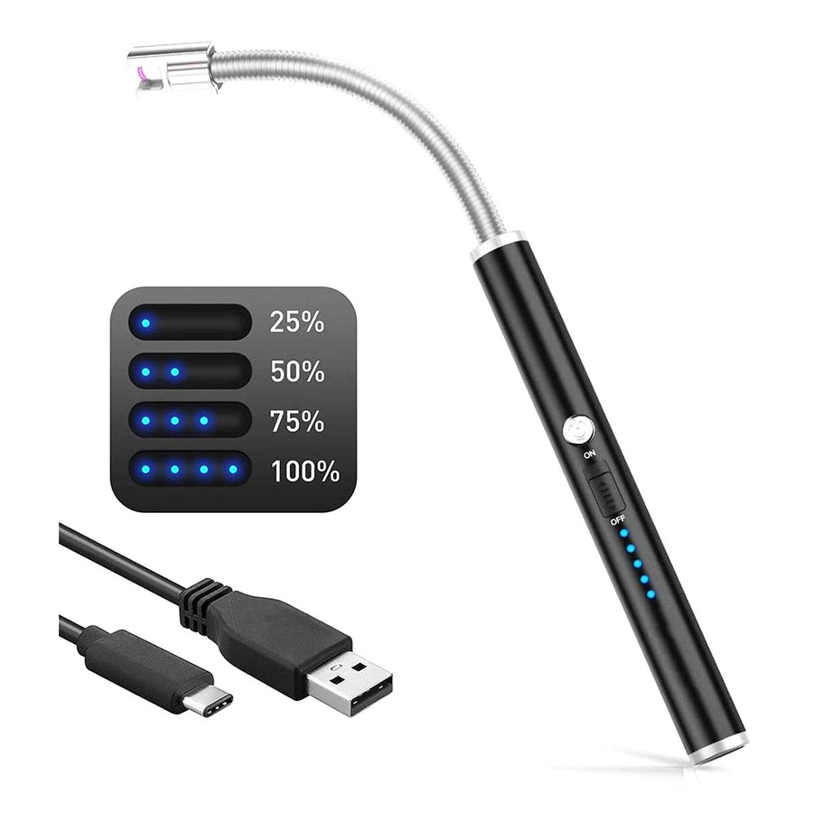 Flexibele elektronische Keuken BBQ Aansteker - Extra lang - Extra heet 900 graden - Elektonische USB oplaad aansteker zwart - Ariko