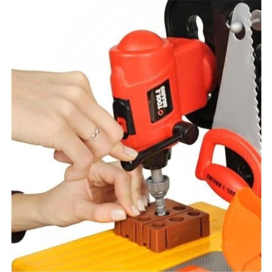 Ariko Uitgebreide speelgoed werkbank inclusief gereedschap | 65 delig | Werkende boormachine en bankschroef | Schaaf | Schroevendraaier