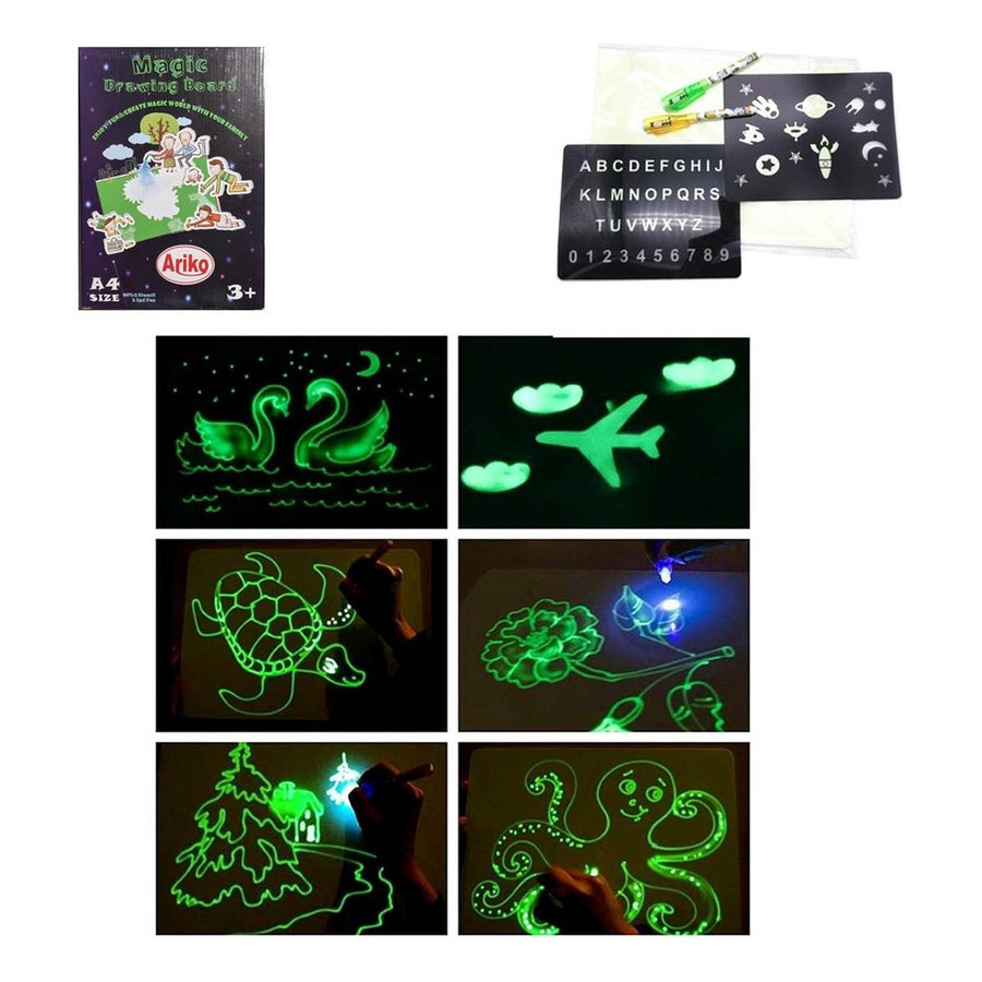 Ariko A4 Lichtgevend Whitebord Tekenbord | Magisch tekenbord kinderen | Tekenen met licht | LED | lichtgevend tekenbord | educatief speelgoed | glow in the dark | lichtpen | tekenen in het donker