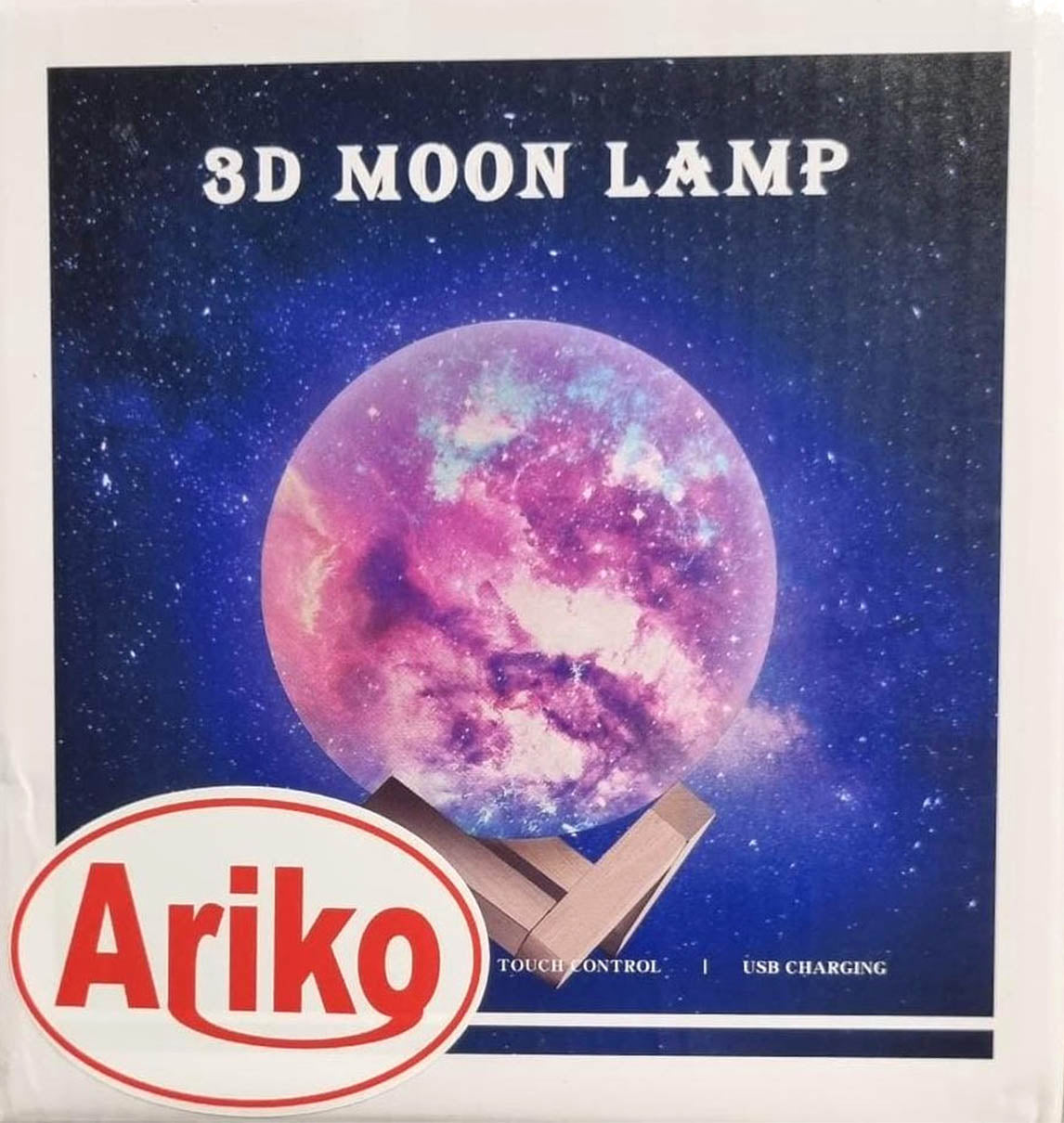 Ariko Nachtlampe 3D Mond - Sternenlicht - 15 cm - Tischlampe - Batterie 15 bis 89 Stunden - 16 dimmbare LED-Farben und Fernbedienung