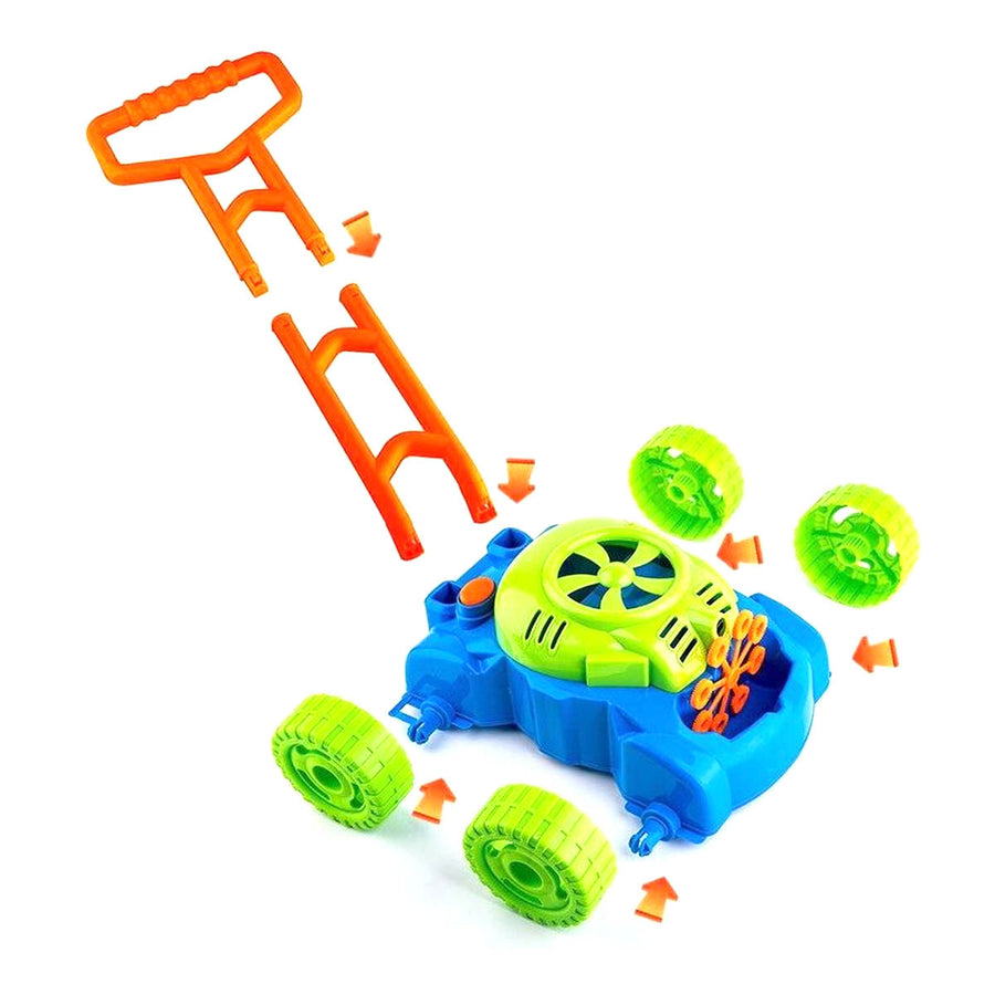 Ariko Loopwagen Grasmaaier met bellenblaas | met een flesje sop | Bellenblaasmachine | Inclusief 3 x Philips AA batterijen