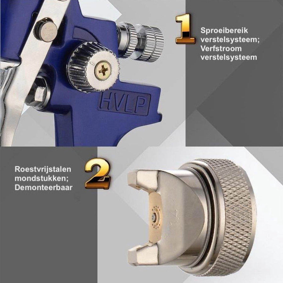 Ariko Rongyao Aflakpistool Spuitpistool | Lucht verfpistool | Compressor spuitpistool met bovenbeker | met accessoires