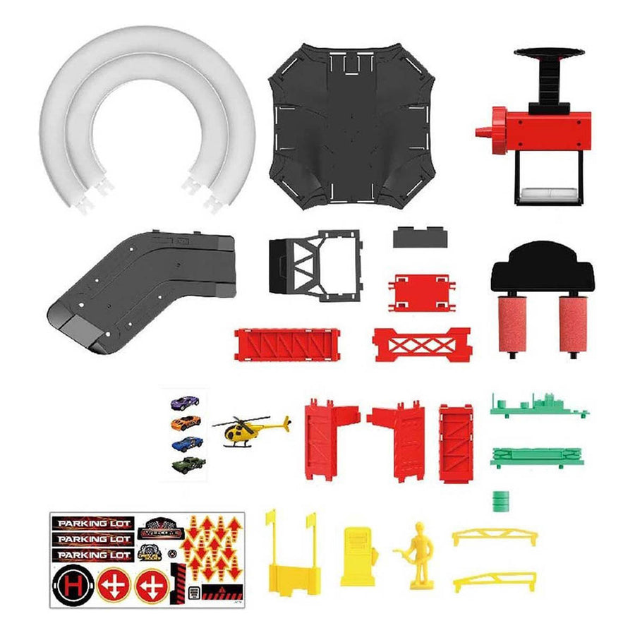 Speelgoedparkeerplaats - lift en helikopterbaan - 55 delig - Ariko