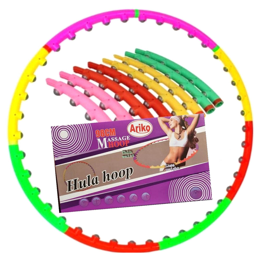 Ariko Fitness Massage Hoepel Ø 98cm | 1 kg | Met 40 Magnetische balletjes | Hoelahoep | Sport Hula Hoop | Verzwaarde hoepel | Sport hoepel | Vetverbranding | Fitness | Regenboog