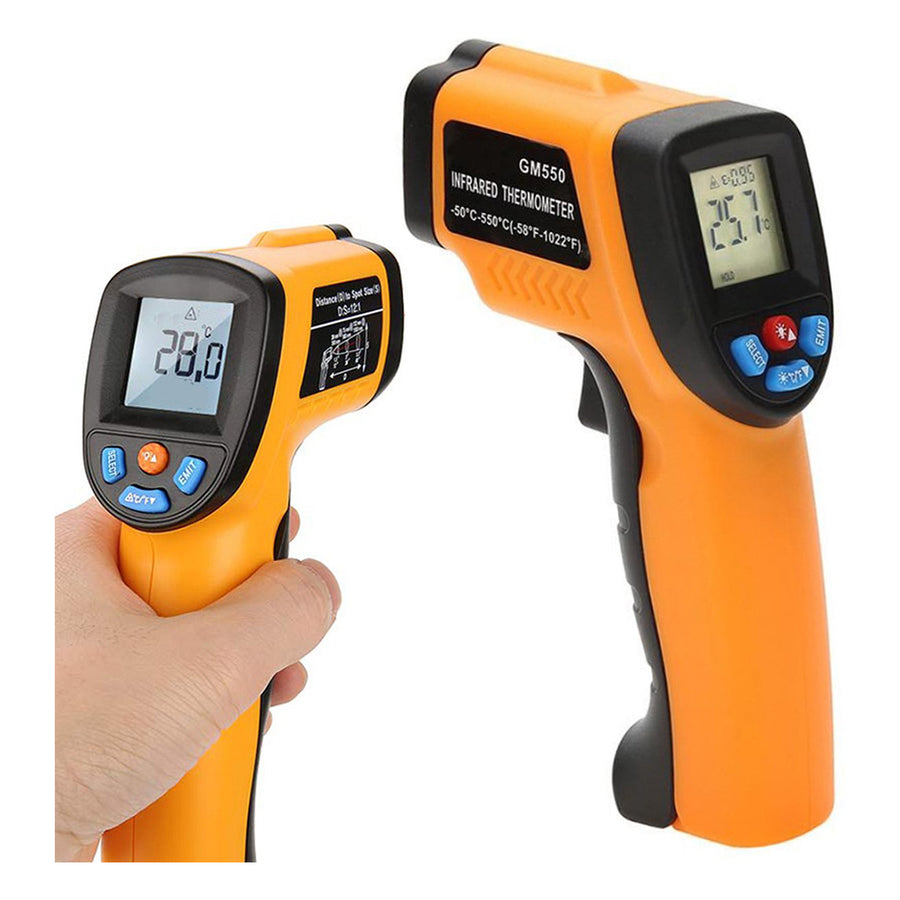 Ariko Infrarood Laser Thermometer - Oppervlakte thermometer - Contactloos - Laser pointer - Blacklight LCD Scherm - Incl Batterijen - Oranje - tot 550º