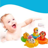 Thumbnail for <tc>Ariko</tc> Bath toys, loose animals in life buoy - Rubber duck - lion - cow - monkey - dog