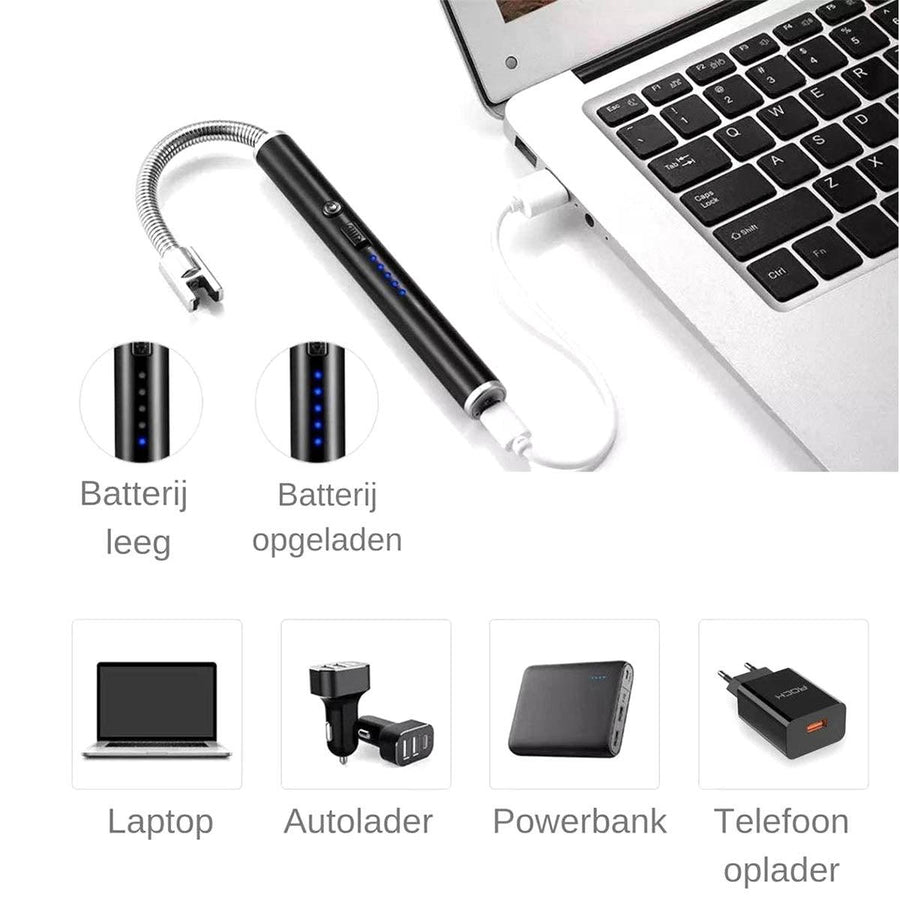 BBQ Aansteker oplaadbaar met usb kabel - Elektrische Keuken Aansteker - Flexibele Aansteker - Zwart - Ariko