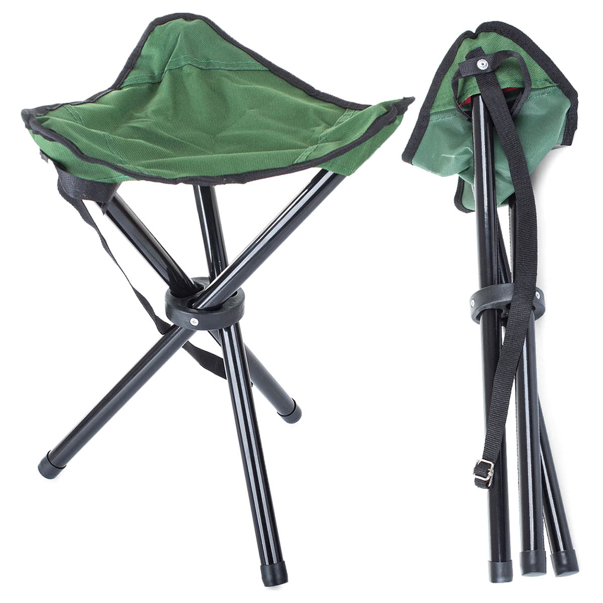 <tc>Ariko</tc> foldable Fishing Stool - 3-legged Stool - Green/ Black - Lightweight - Foldable - Camping Stool - Festival Stool