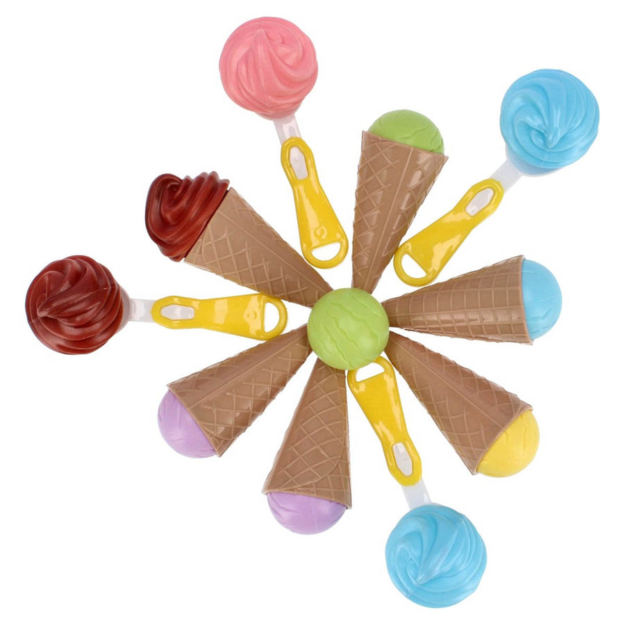 Ariko Speelgoed Koffer Ijssalon wagen winkel 68 delig - Softijs, italiaans ijs, servies, hoorntje en nog veel meer - handige meeneem koffer