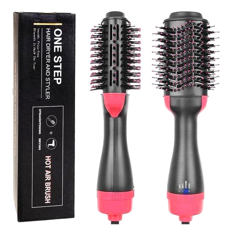 Borstel - Föhn - Föhnborstel - Krulborstel - Haarborstel - Haardroger - Stijlborstel - Magic Brush - Hetelucht Borstel - Haar Styling - Zwart/Roze - Ariko