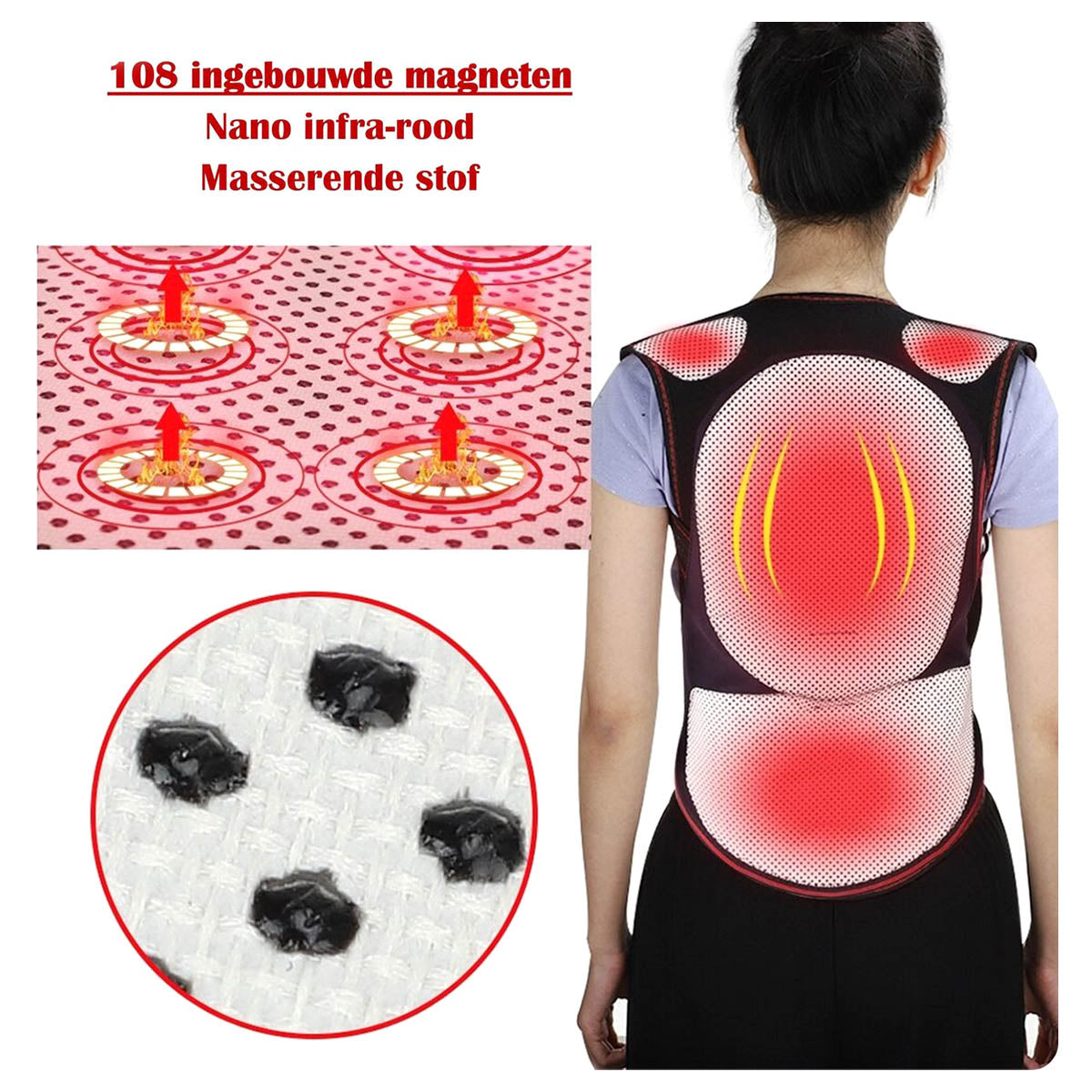 Ariko Orthopädische XXL Turmalin Infrarot Massage Selbsterwärmend - Magnet - Rückenschmerzen - Rückenschmerzen - Rückenband - Rückenorthese - Inklusive Nackenband - Better Sleep - L-XL