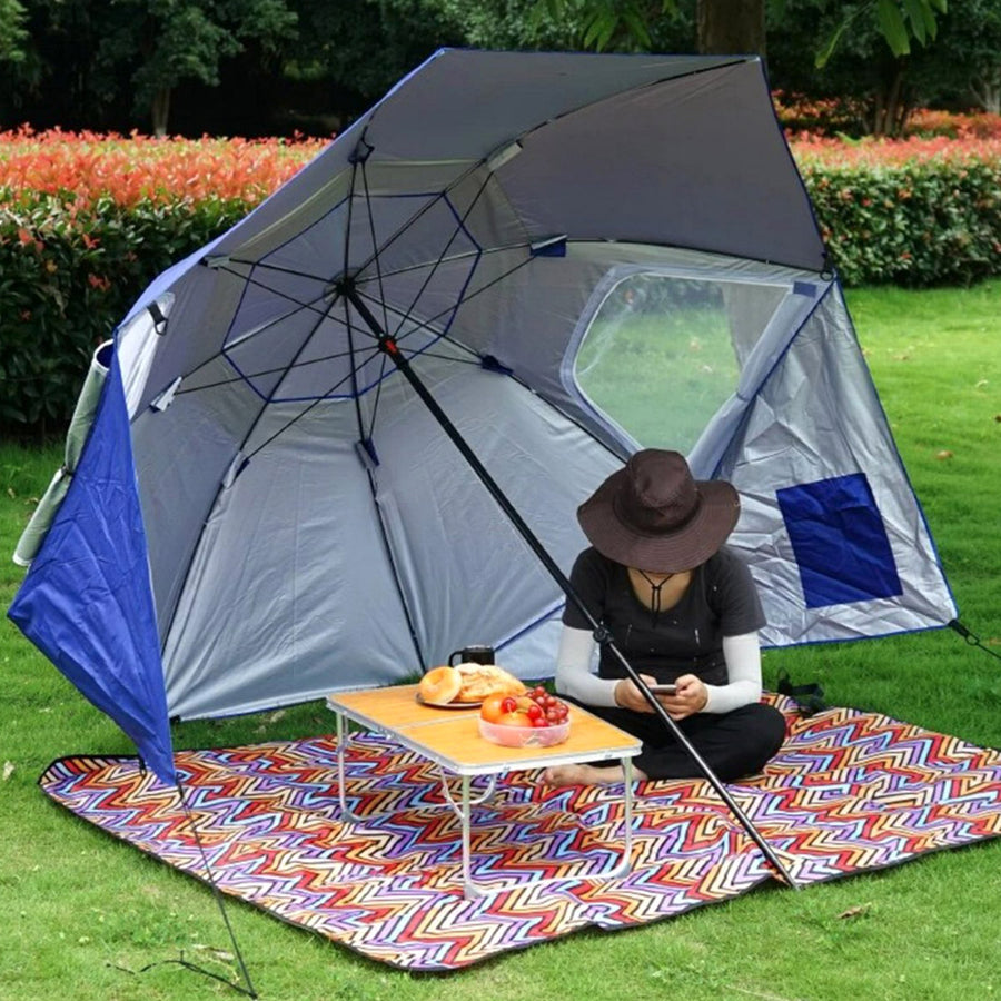Ariko Parasol Strandtent - Windscherm - Zonnescherm - Strandtent - Parasol schelp - Ø 260cm Blauw met hoes