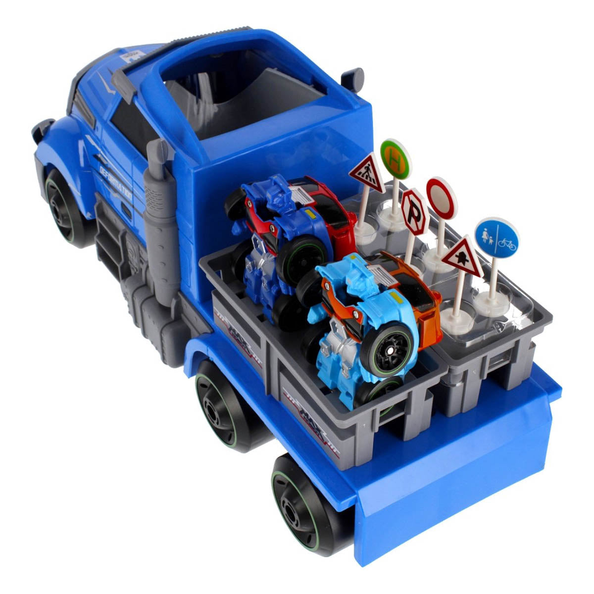Ariko Truck launcher met 2 stuks robot auto's - inclusief verkeersborden