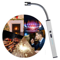Thumbnail for Flexibele elektronische Keuken BBQ Aansteker - Extra lang - Extra heet 900 graden - Elektonische USB oplaad aansteker zilver - Ariko
