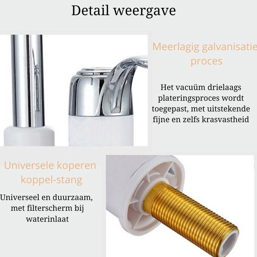 Ariko Elektrisch Verwarmd Kraan en douche - Elektrisch Instant kraan tot 60 ?c - LCD Digitaal - Niet Kokend Water - 3000W - Inclusief Douchekop