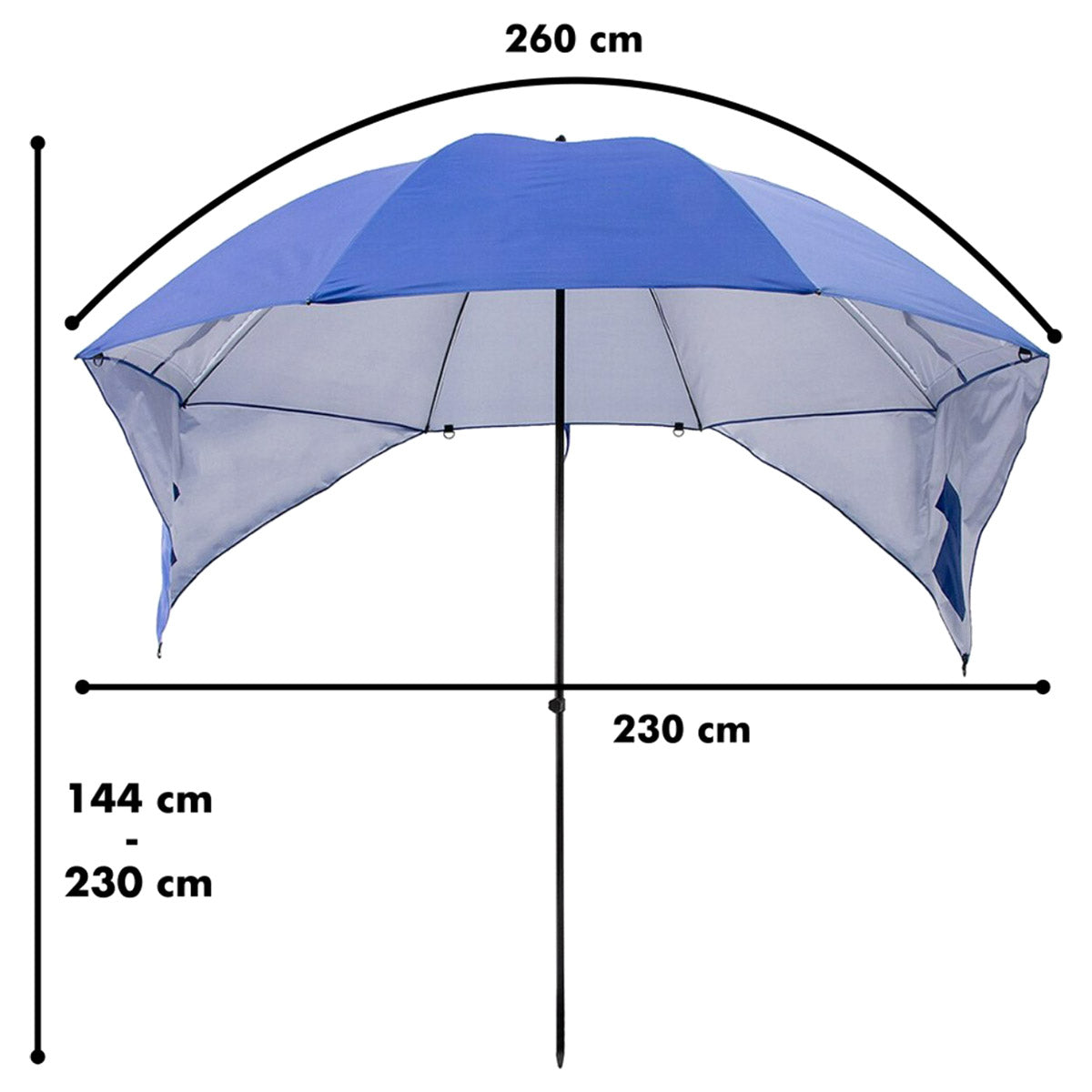 <tc>Ariko</tc> Parasol Beach tent - Windbreak - Sunshade - Beach tent - Parasol shell - Ø 260cm Blue with cover