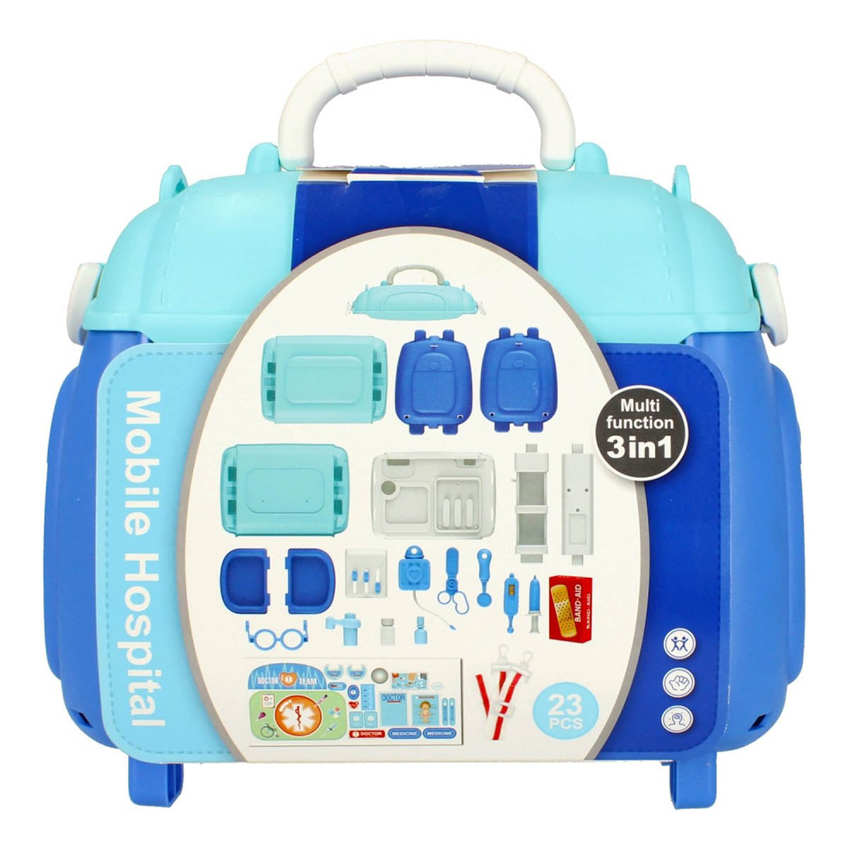 Ariko Spielzeugkoffer Doctor 23 Teile - Blutdruckmessgerät, Schere, Medikamente, Untersuchungsutensilien und vieles mehr - praktischer Tragekoffer