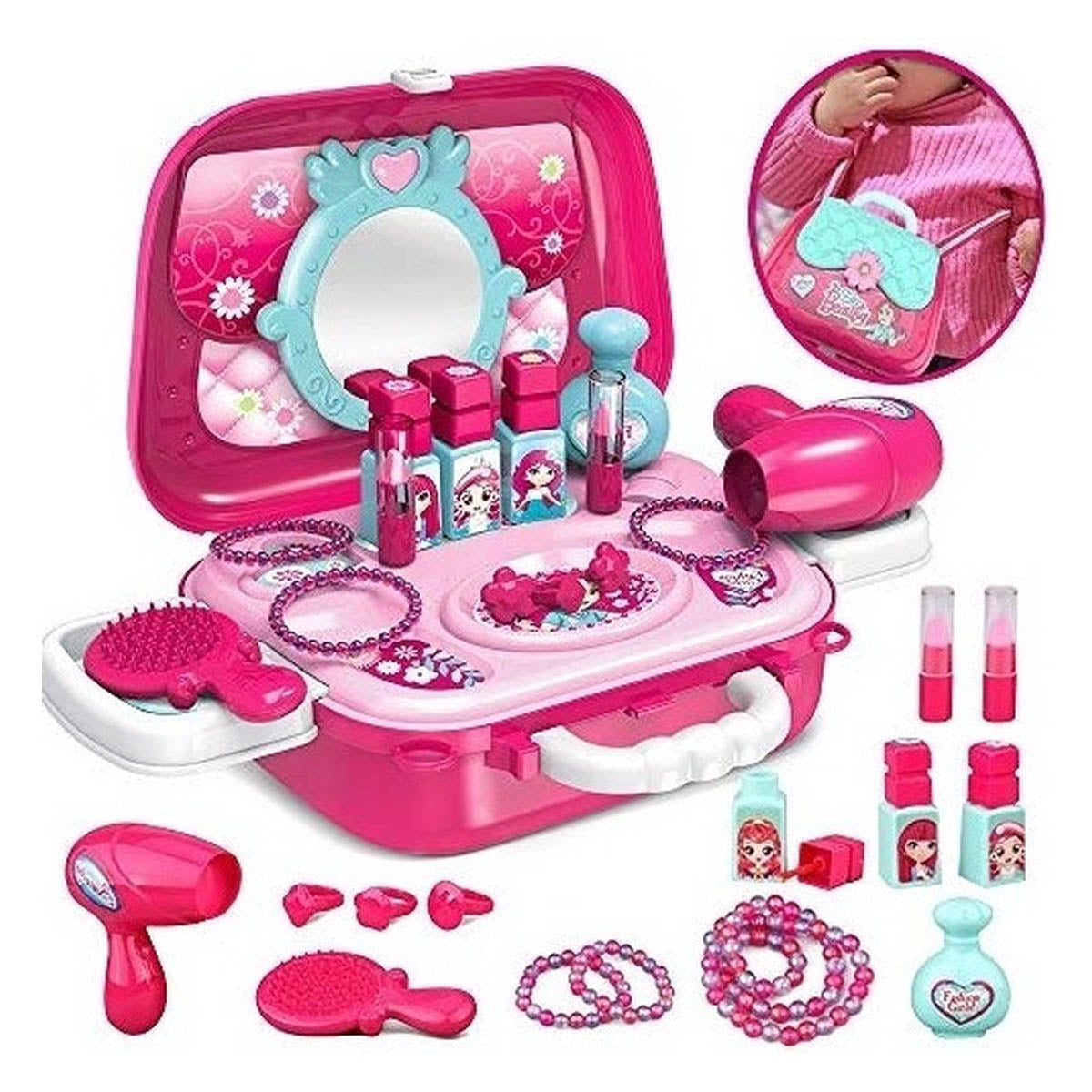 Ariko Schminkkoffer für Kinder – Tragbar – Pink – Stylist Toys