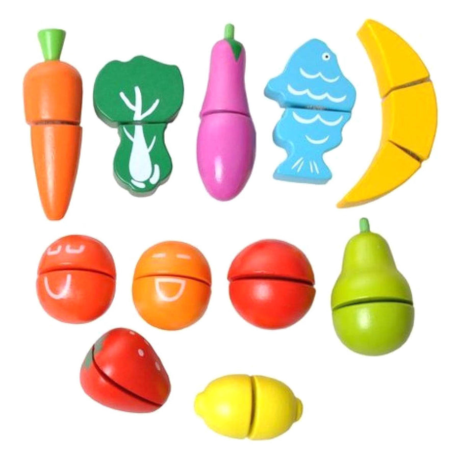 Houten ton met groente en fruit om te snijden (hout) - Ariko