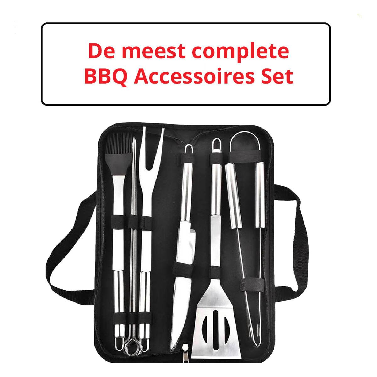 BBQ Accessoires – Barbecue Accessoires – BBQ Set – Keukengerei – RVS – 9 Delig – Zilver - Ariko