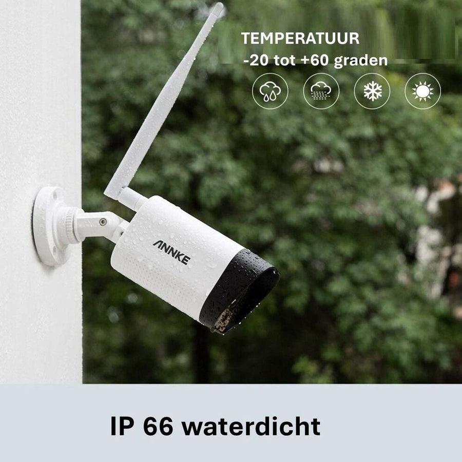 Ariko Annke Draadloos 3MP Camerabeveiligingssysteem 10 inch Monitor 2TB HD/live internet - 4 Draadloze Camera's - Plug and play