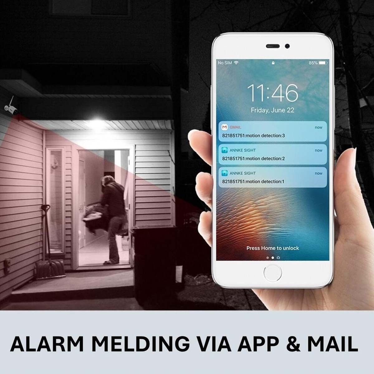 Ariko Annke Wireless 3MP camera security system 10 pouces monitor 2TB HD/live internet - 4 caméras sans fil - Plug and play