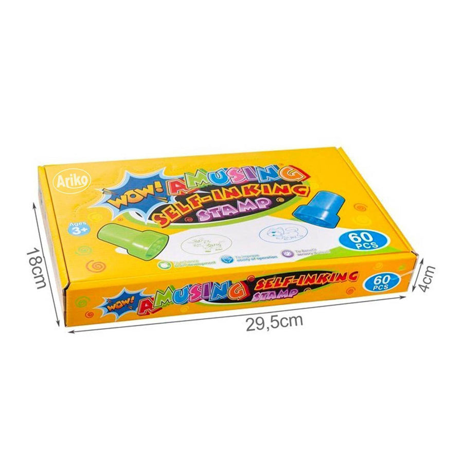 Ariko Zelfinktende 60 stuks verschillende stempeltjes - dieren en smiley