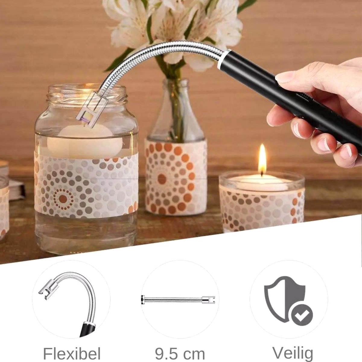 BBQ Aansteker oplaadbaar met usb kabel - Elektrische Keuken Aansteker - Flexibele Aansteker - Zilver - Ariko