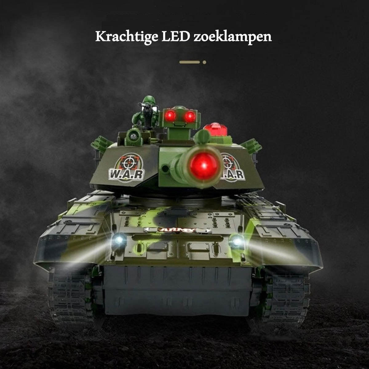 Ariko XXL RC Speelgoed Tank - Groen - Op Afstand bestuurbare Radiografische Tank Met Afstandsbediening - Met Geluid & Licht Effecten - Met Interne Accu - 2.4Gz - Schaal 1:14