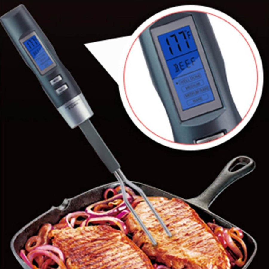 Vleesthermometer | BBQ vleesvork | -50 tot +300 Graden | RVS | 3-5 Seconden | LED scherm met backlight | Temperatuur alarm | Inclusief batterijen | Voor Barbecue en Grill - Ariko