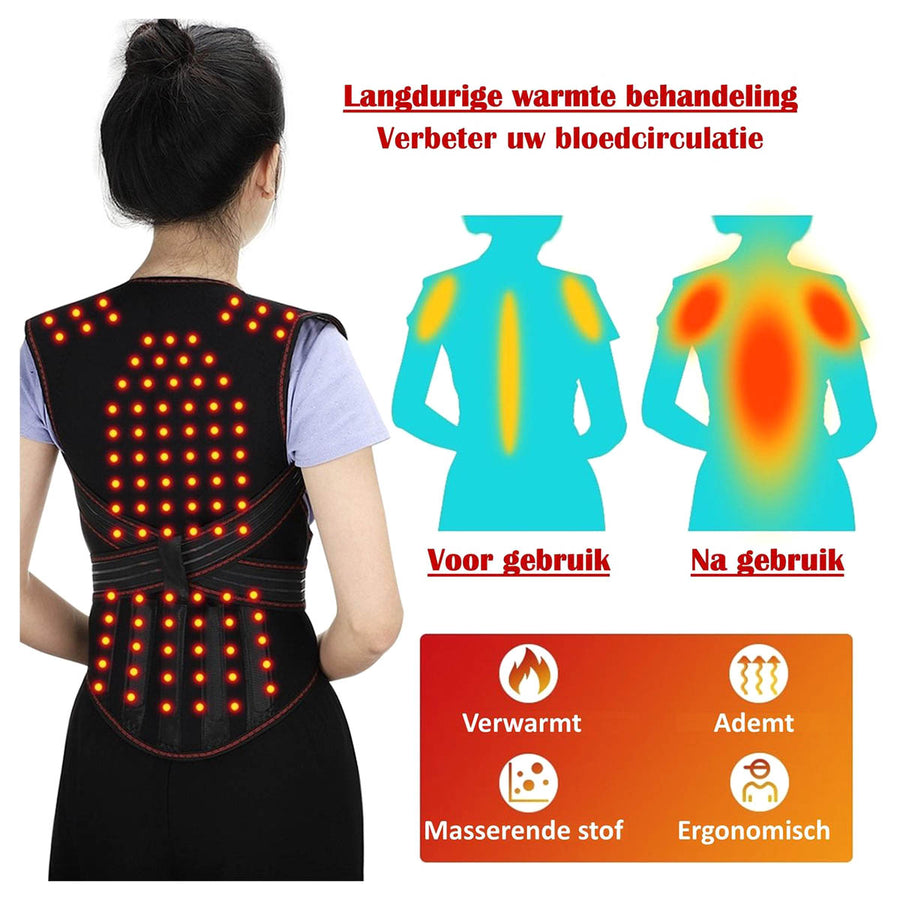 Ariko Orthopedisch XXL Toermalijn Infrarood Massage Zelfwarmend - Magneet - Rugpijn - Rugklachten - Rugband - Rugbrace - Inclusief nekband - Beter Slapen - L-XL