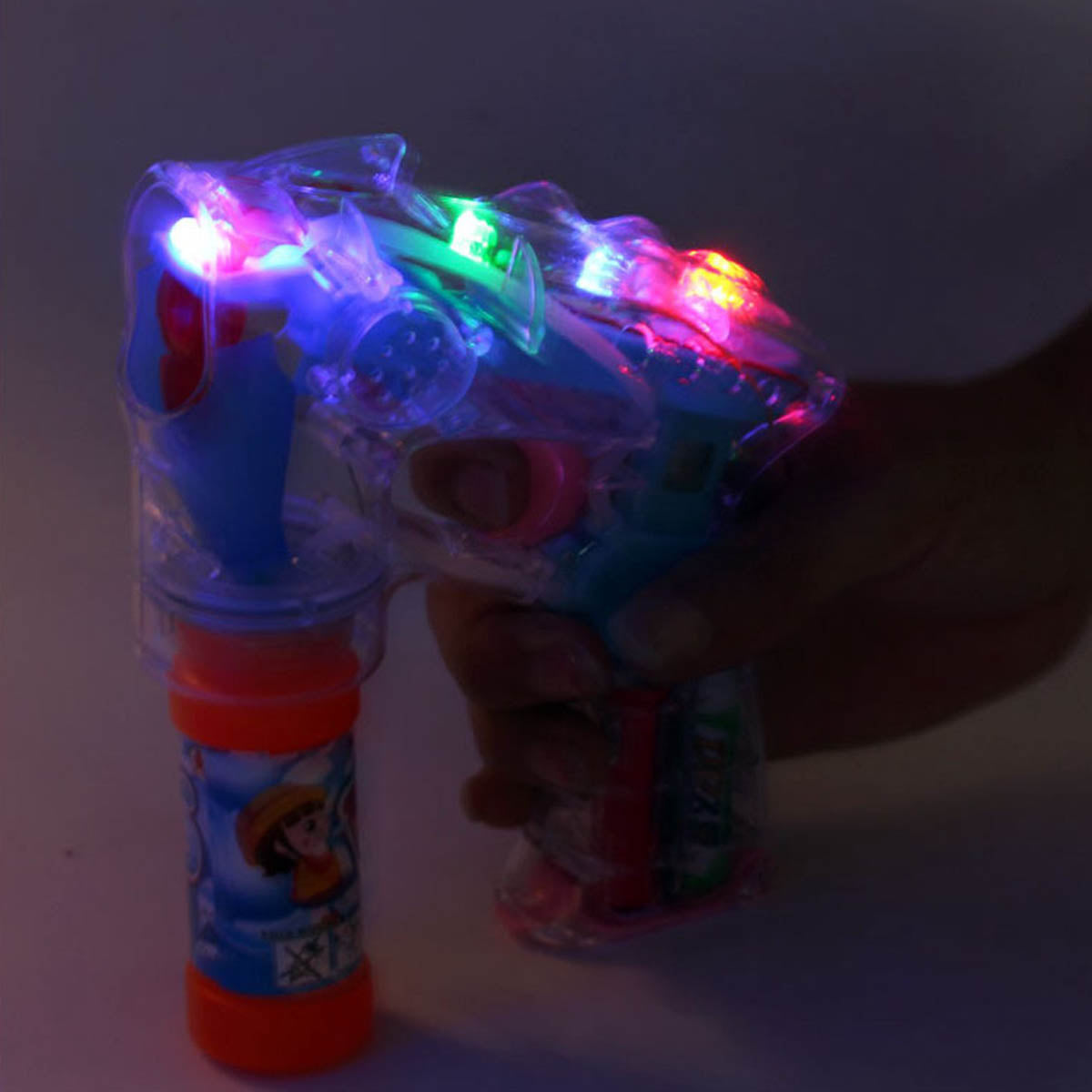 Ariko Bubble Blower mit 2 Flaschen Bubble Blower | 19cm | Seifenblasenpistole |Mit LED-Beleuchtung | Seifenblasenmaschine | Blasen | Seifenblasenmaschine | Seifenblasenpistole | Bubblegun- Seifenblasenmacher | superleise | Enthält 3 x Philips AA-Batterien