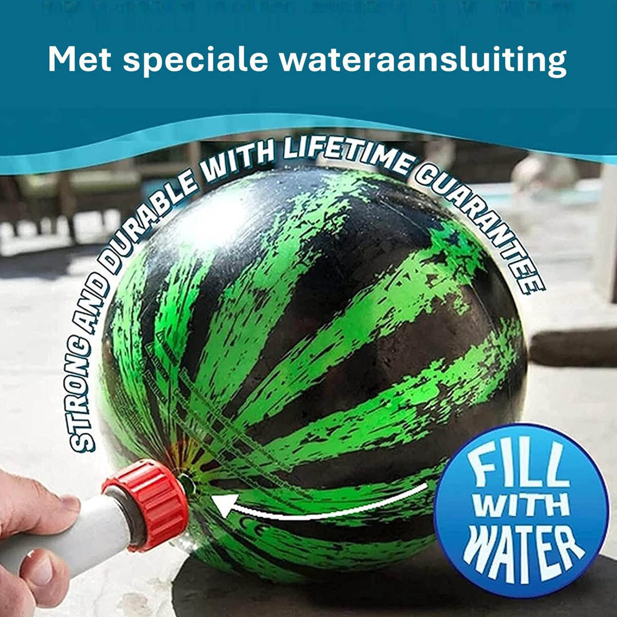 Ariko stevige onderwaterbal XXL | Onder water bal | Met water of lucht te vullen | Waterbal | Inclusief water vulstuk | 22,8 cm | regenboogkleuren | watermeloen bal