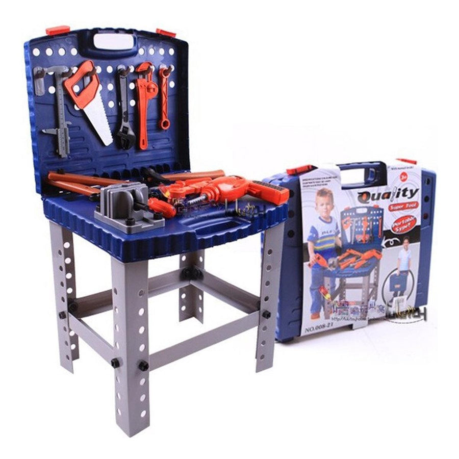 Ariko XL Werkbank voor kinderen – speelgoed – met werkende boormachine - in handige meeneem koffer - met accessoires - 67 delig - 70cm hoog - Inclusief 2 x Philips AA batterijen