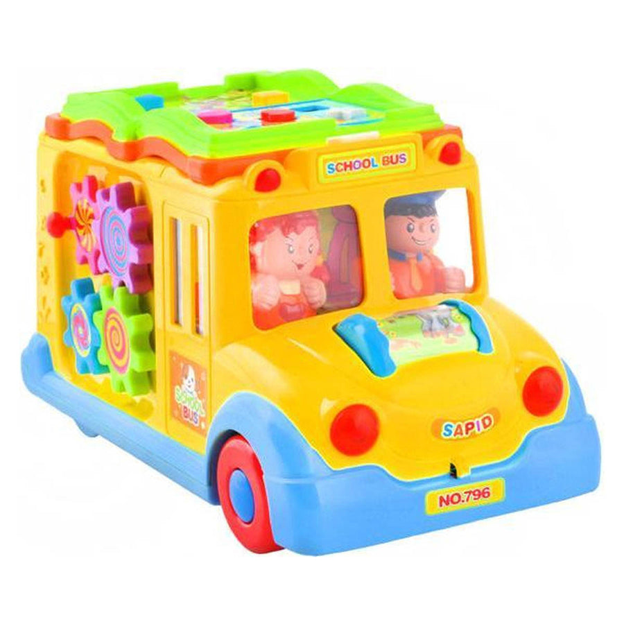 Schoolbus met Boek Speelgoedvoertuig - Geluid Automatisch Rijden - Leerzaam Met licht en Geluid - Ariko
