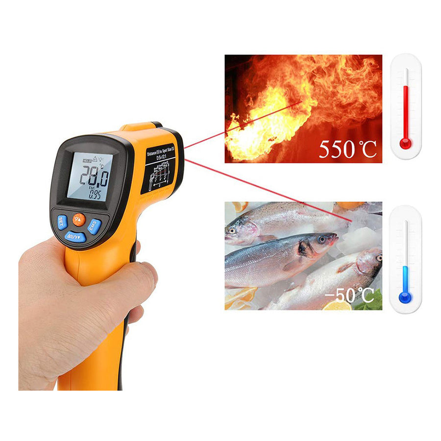 Ariko Infrarood Laser Thermometer - Oppervlakte thermometer - Contactloos - Laser pointer - Blacklight LCD Scherm - Incl Batterijen - Oranje - tot 550º