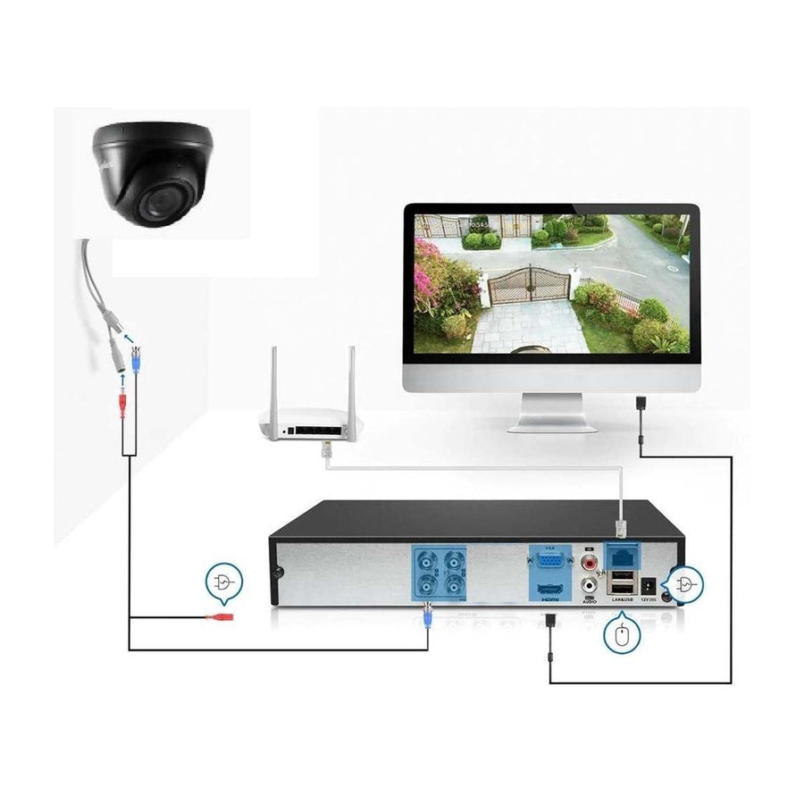 Ariko Sannce Camera CCTV systeem, 4x Zwarte hoge kwaliteit 3MP beveiliging camera's, Nachtzicht 25 mtr, Online opgenomen en live beelden bekijken, inclusief 1TB harde schijf - Nederlandstalige helpdesk