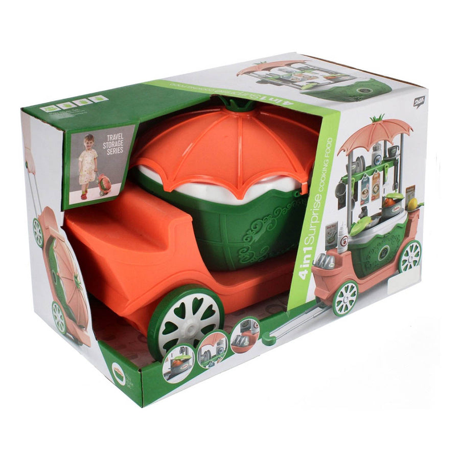 Ariko Speelgoed trolley Keuken 47 delig - Kookpannen, kruiden, servies, wasbak en nog veel meer - handige meeneem koffer met wieltjes