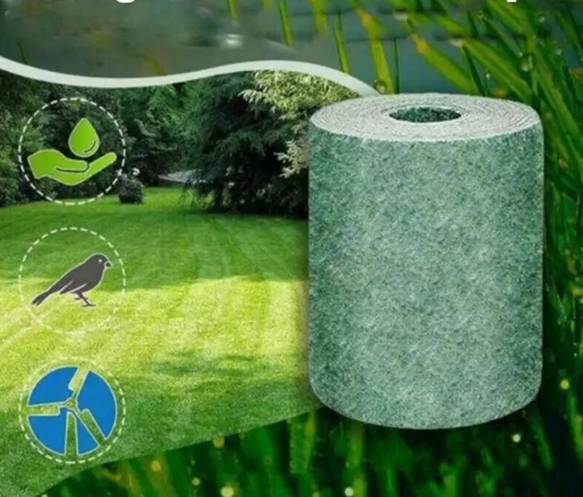 Ariko Graszaad Rol - 10m x 0.20m - Gras Herstel - Gras Aanleg - Gras Reparatie - Zeer gemakkelijk in gebruik - Biologisch gras - Grasrol