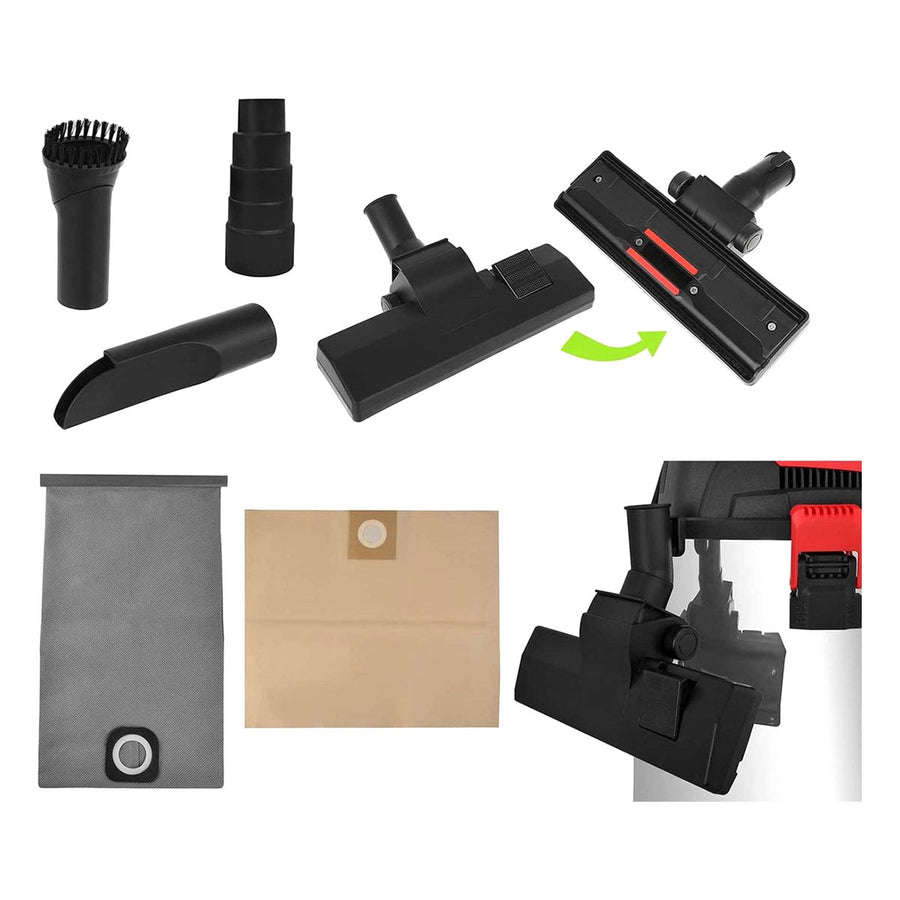 Ariko Professionele Industriële Nat en Droog Stofzuiger - Droogzuiger - Alleszuiger - Bouwstofzuiger - Werkplaatstofzuiger - Industriële stofzuiger - RVS - 1800 tot 2500 Watt - 40 Liter - Inclusief stopcontact met aan/uit functie - Blaasfunctie