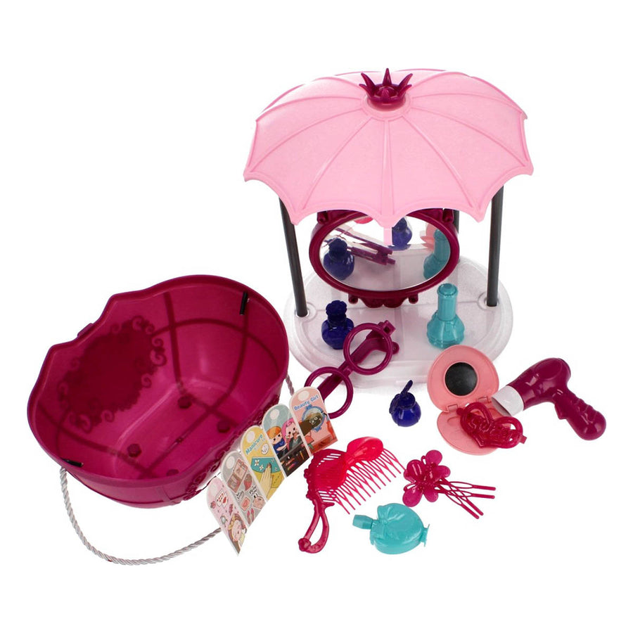 Ariko Speelgoed Koffer Schoonheid salon 30 delig - Fohn, spiegel, make-up, parfum en nog veel meer - handige meeneem koffer