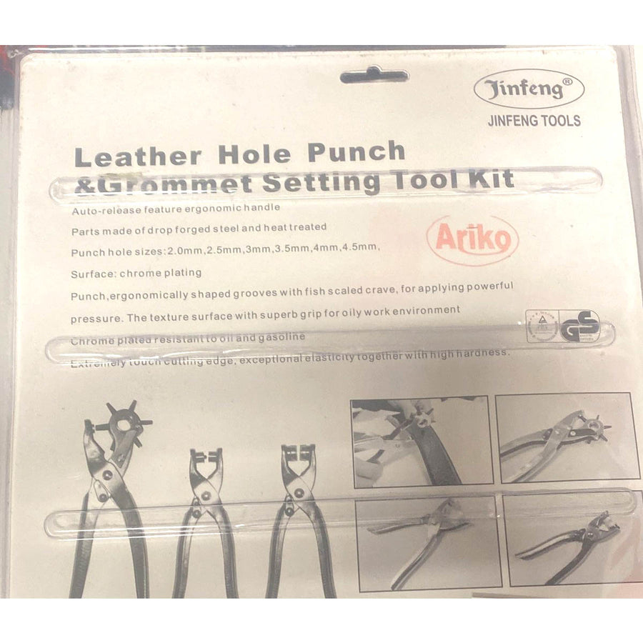 Ariko Revolvertang 203-delige set - Ponstang - Geel of Rood - Oogjestang - Ringetjestang - Gaatjestang - Zeilringtang - Drukknooptang - Riemen & Leer - met Benodigdheden