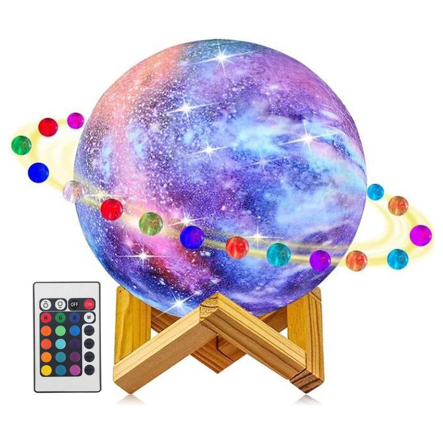 Ariko Nachtlamp 3D Maan - Star light - 15 cm - Tafellamp - Accu 15 tot 89 uur - 16 dimbare LED kleuren en Afstandsbediening