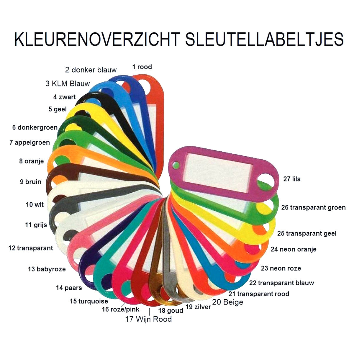 Schlüsseletiketten farbig sortiert - 50 Stk