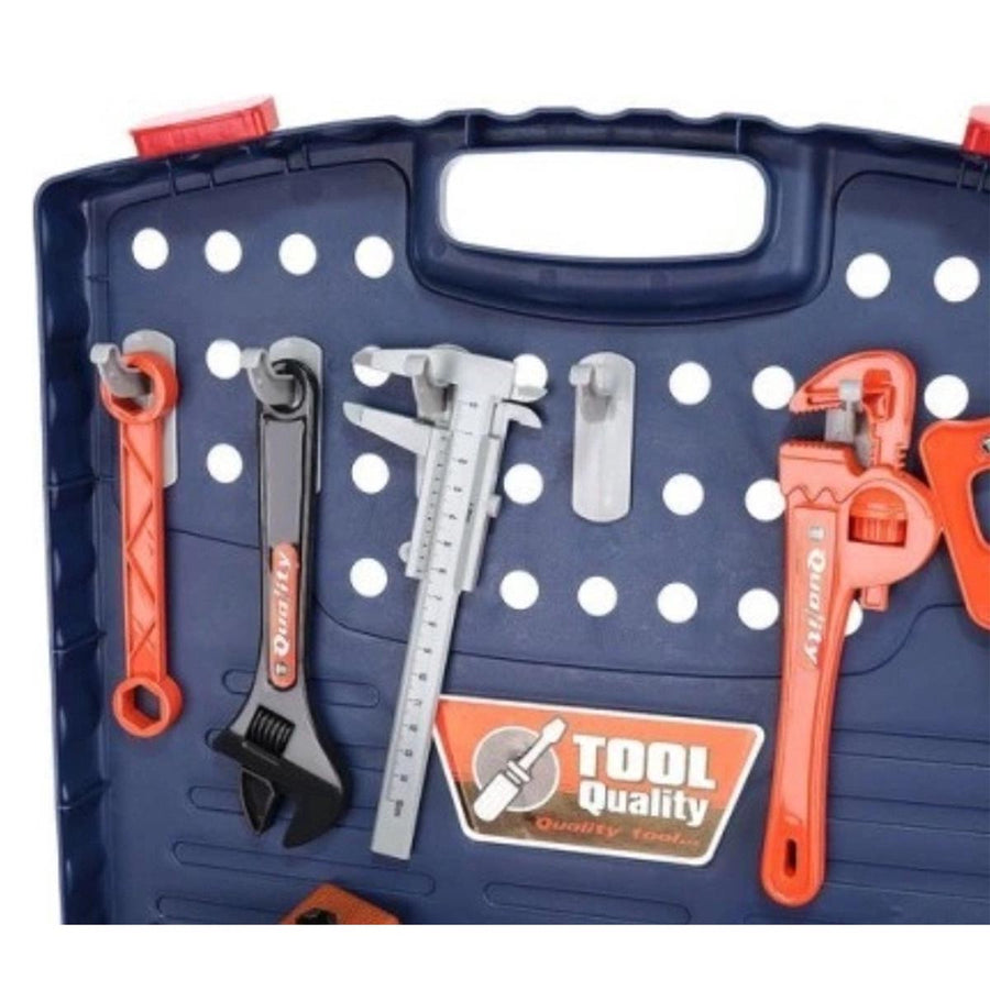 Ariko XL Werkbank voor kinderen – speelgoed – met werkende boormachine - in handige meeneem koffer - met accessoires - 67 delig - 70cm hoog - Inclusief 2 x Philips AA batterijen