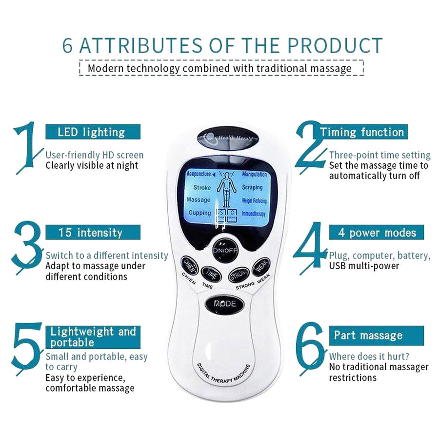 Elektrodentherapie Massage – 4 Elektroden Pads – Electro Stimulator voor Hele Lichaam – Ontspannen Spieren en Stimulatie Bloedcirculatie - Ariko