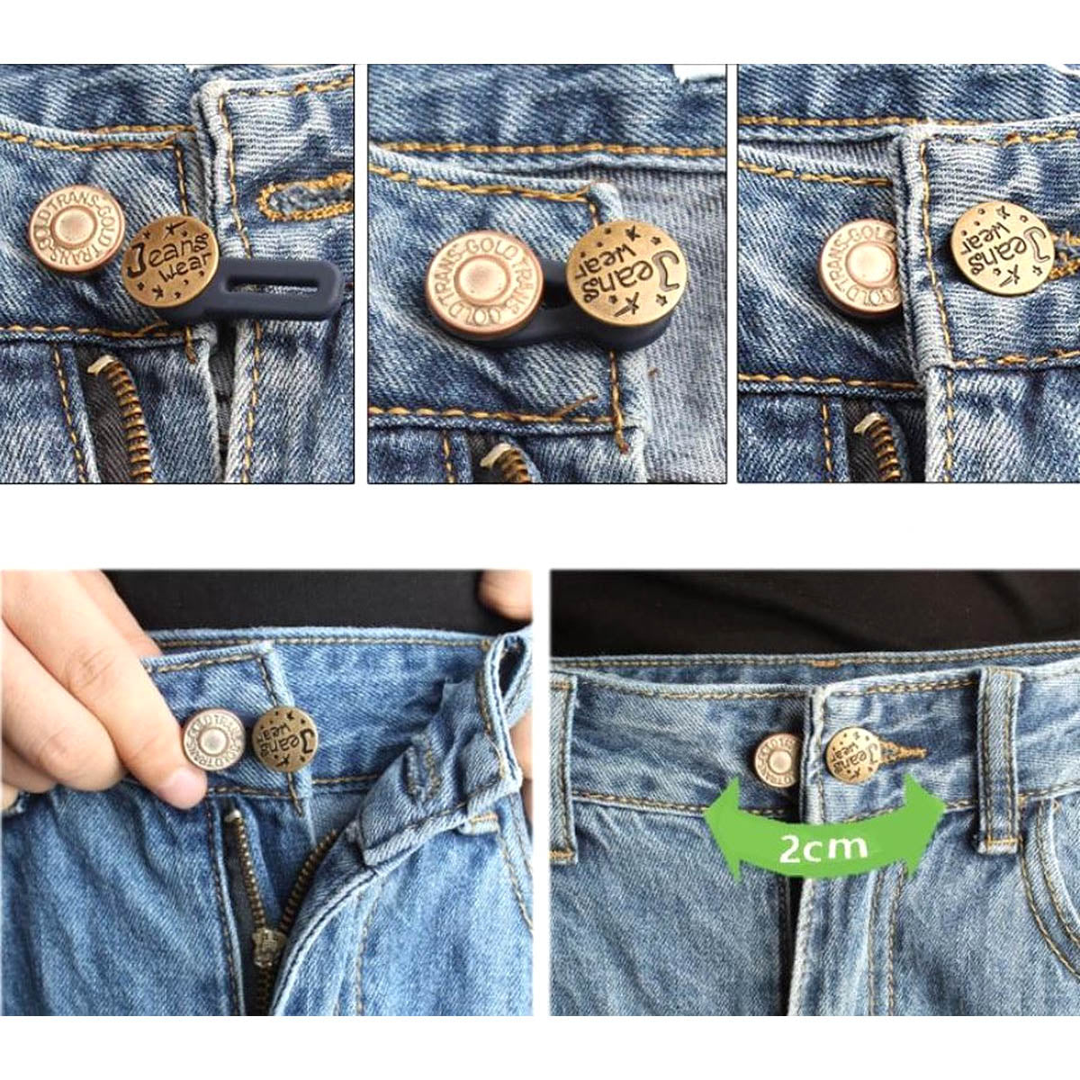 3 Stück Jeansverlängerungsknopf - Knopfverlängerung - Einstellknopf - Jeans zu eng