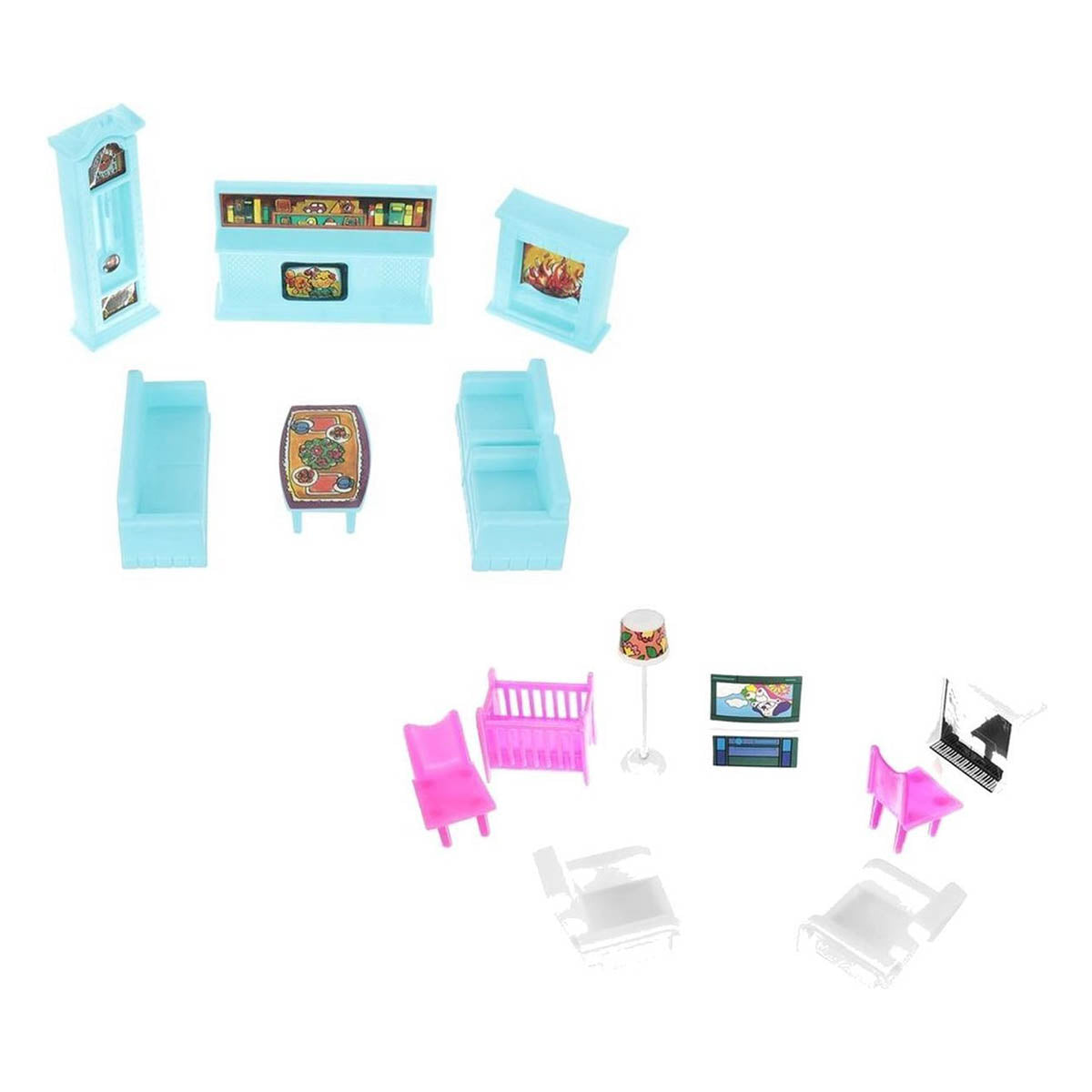 Ariko XL-Puppenhaus | Traumhaus | 6 Zimmer und Terrasse| 136 Teile komplett eingerichtet mit 4 Puppen und 1 Hund