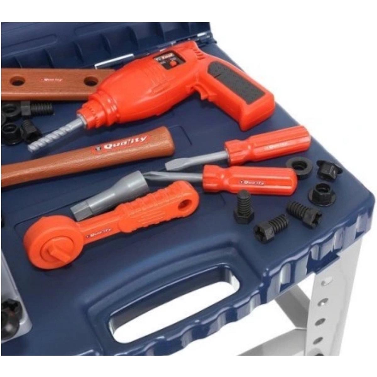 Ariko XL Werkbank voor kinderen – speelgoed – met werkende boormachine - in handige meeneem koffer - met accessoires - 67 delig - 70cm hoog - Inclusief 2 x Philips AA batterijen